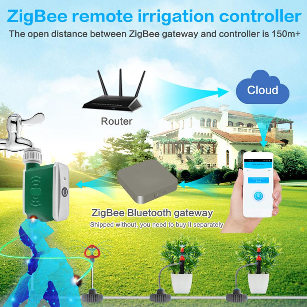 Tuya ZigBee Watering Timer Drip Irrigation Controller Automatic Garden Watering System APP Control Compatible with Amazon Alexa and Google Assistant for Voice Control