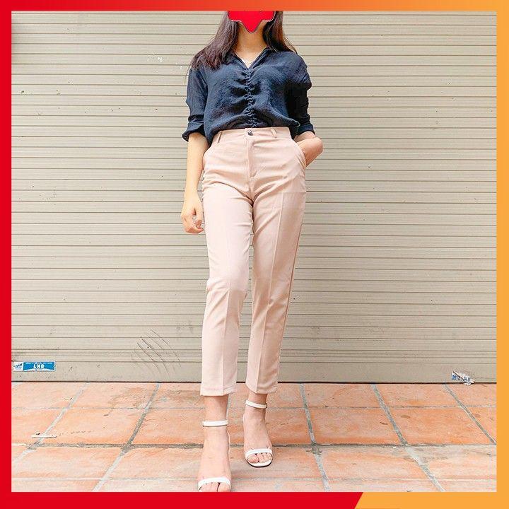 Quần baggy nữ ️CHẤT ĐẸP ️ Quần ống suông công sở chất vải mưa tuyết dày dặn siêu mềm mịn, from chuẩn không lo lỗi mode