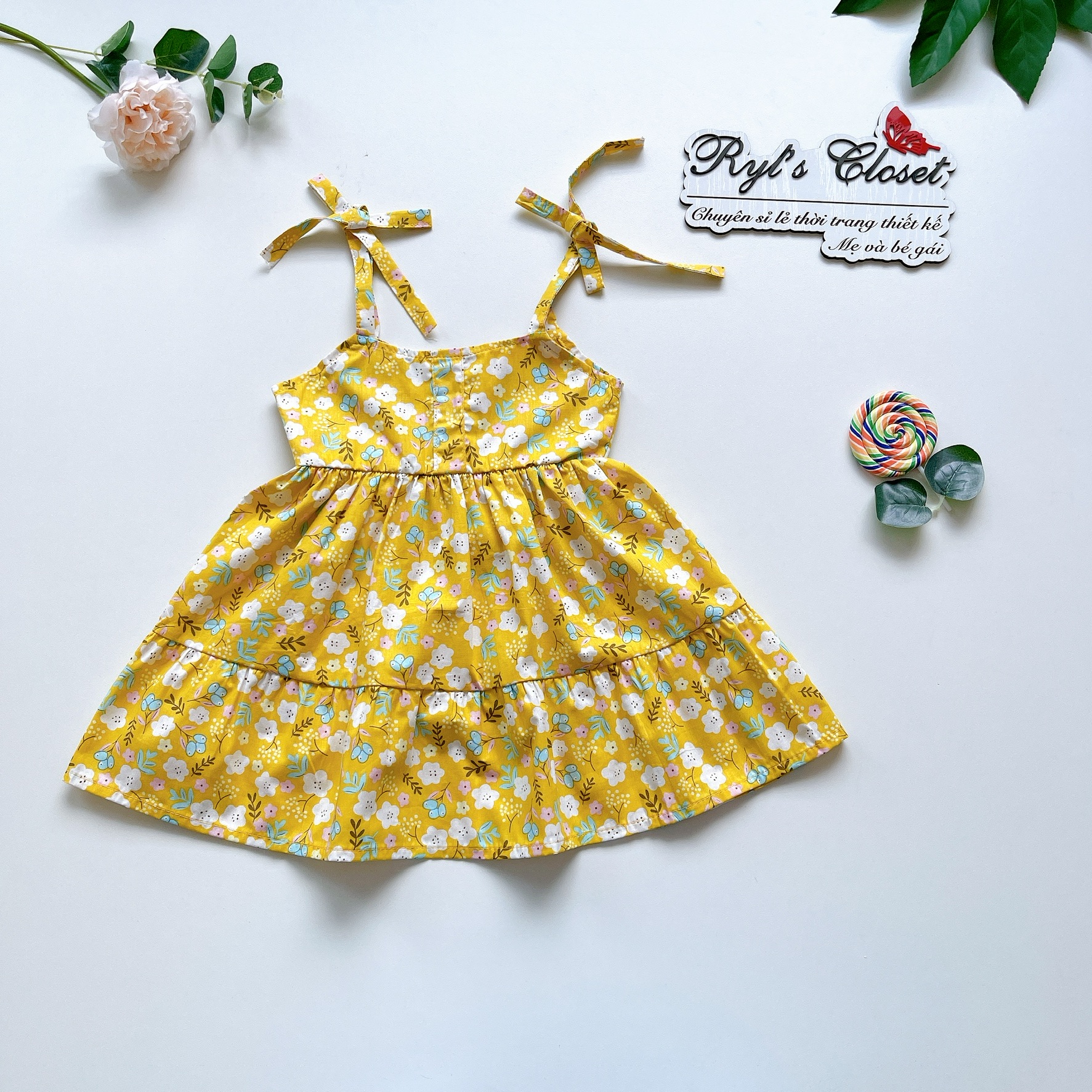 Váy Babydoll 2 Dây Bé Gái 4 Đến 28kg, Đầm Bé Gái Chất Thô Hoa Mềm Mát