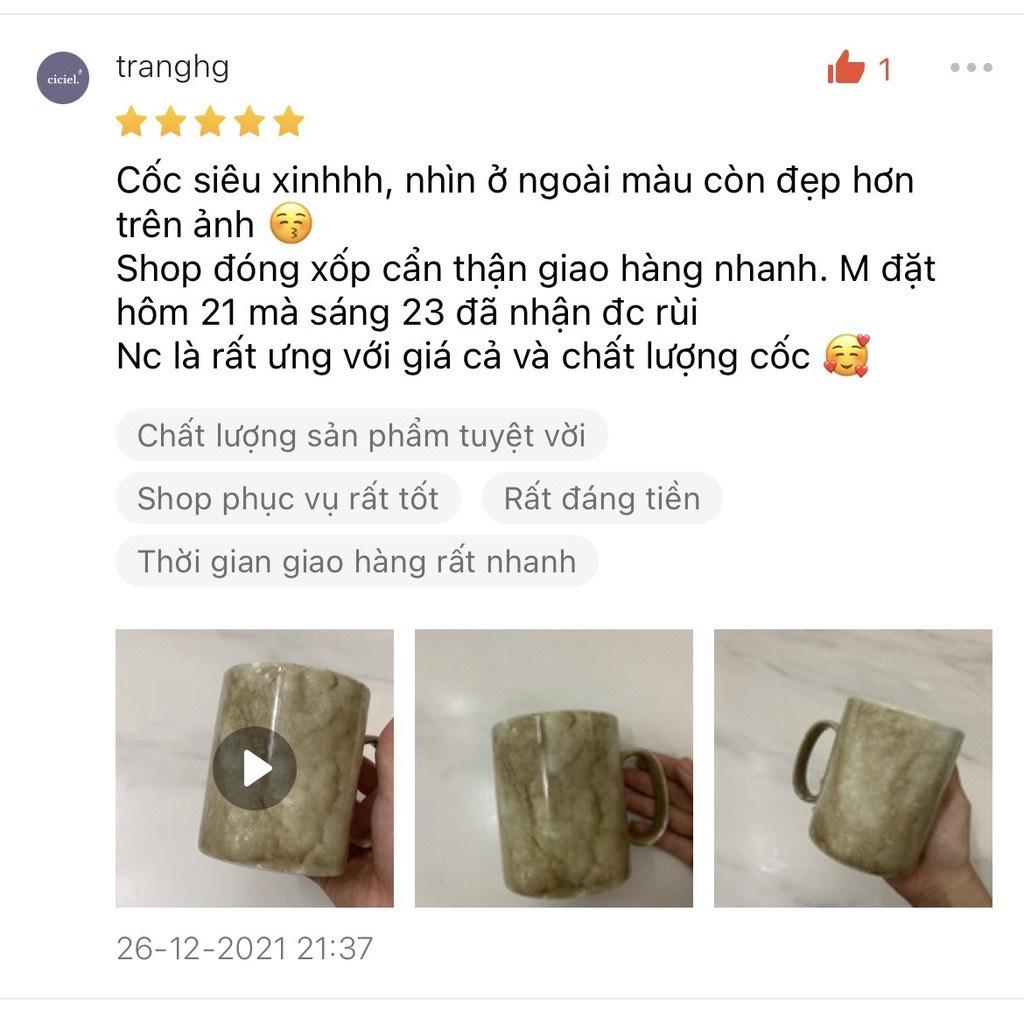 Cốc Sứ Uống Nước Dung Tích 350ml - Men Đá Bát Tràng Cao Cấp Tinh Tế