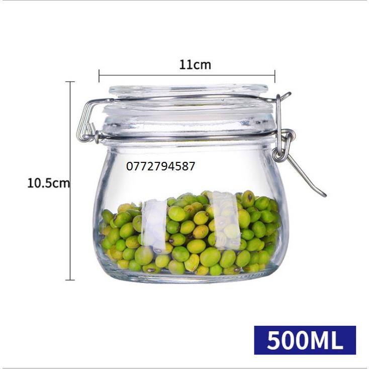 Hũ Thủy Tinh Bầu Nắp Gài Gọng Thép 500ml , 750ml , 1000ml