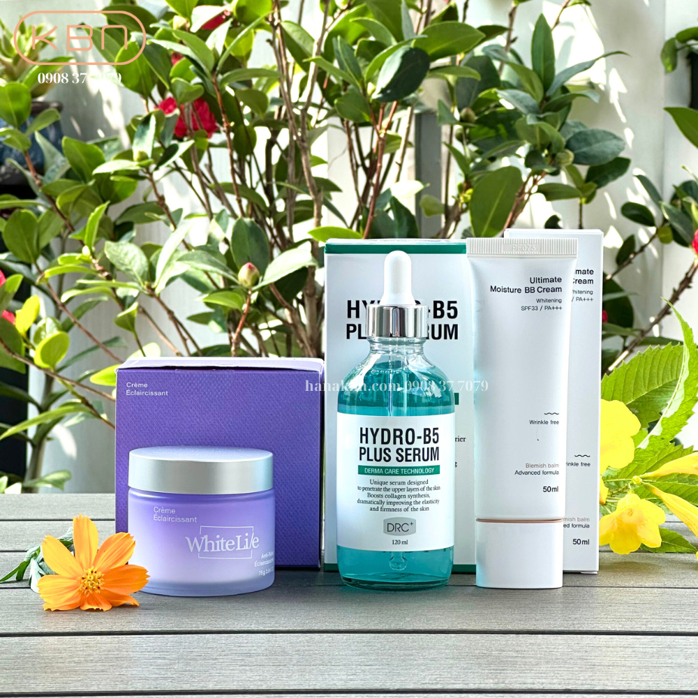 Combo 3 sản phẩm kem dưỡng White Lie + serum Hydro B5 + kem chống nắng Ultimate Moisture BB Cream