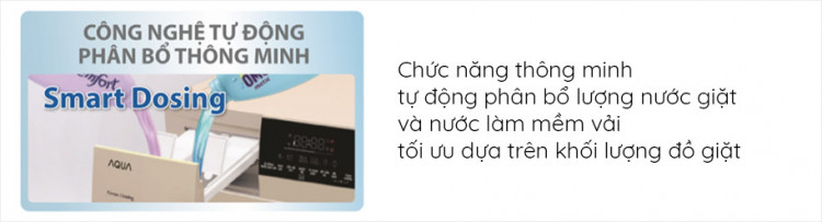 Máy giặt sấy AQUA AQD-DH1050C N, giặt 10.5kg, sấy 7kg, Inverter có Công nghệ tự động phân bổ thông minh Smart Dosing