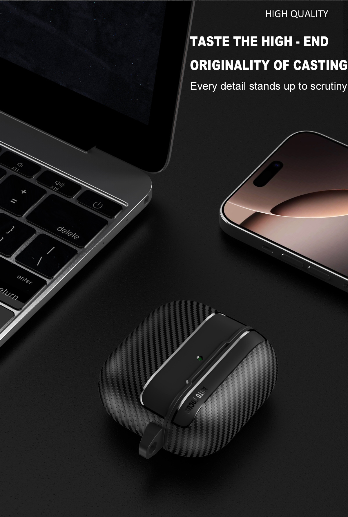 Bao Case Ốp TPU Carbon cho Airpods 4 - Hàng Chính Hãng