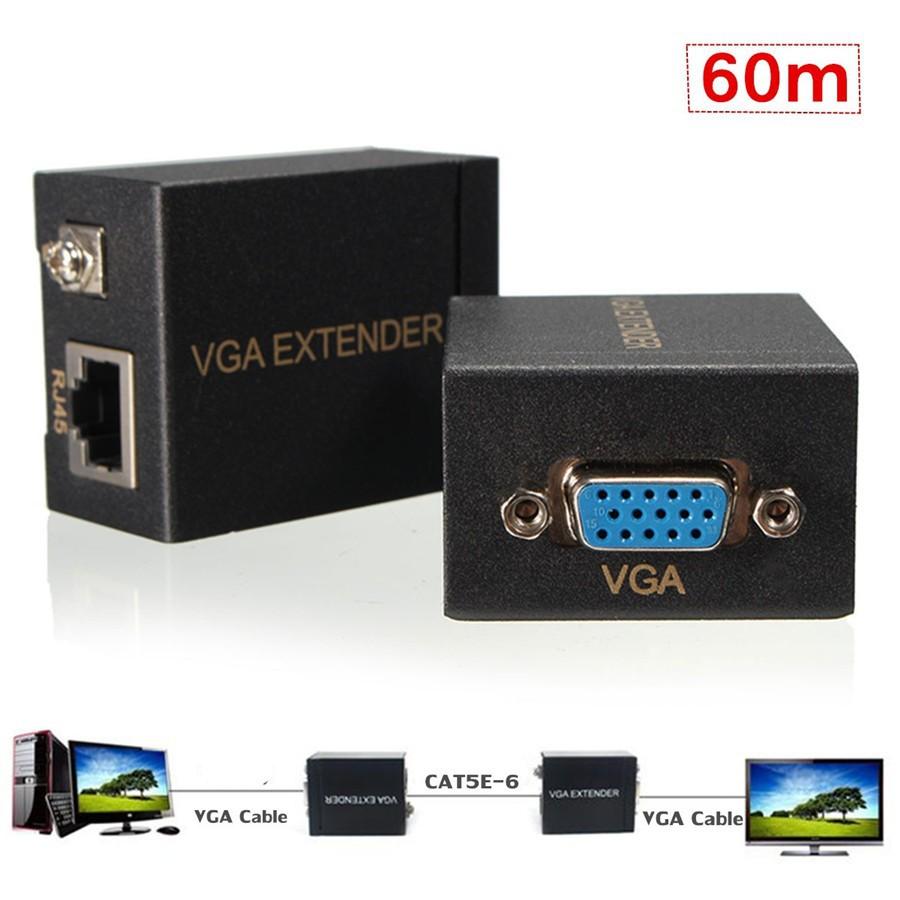 Bộ khuếch đại nối dài VGA Extender 60m + Tặng cáp VGA dài 1.5m