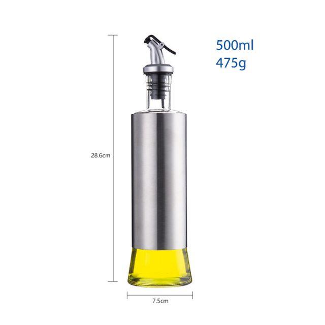 LỌ ĐỰNG NƯỚC MẮM, DẤM, DẦU ĂN VÀ GIA VỊ KHÁC 500ML BẰNG THỦY TINH BỌC INOX 304