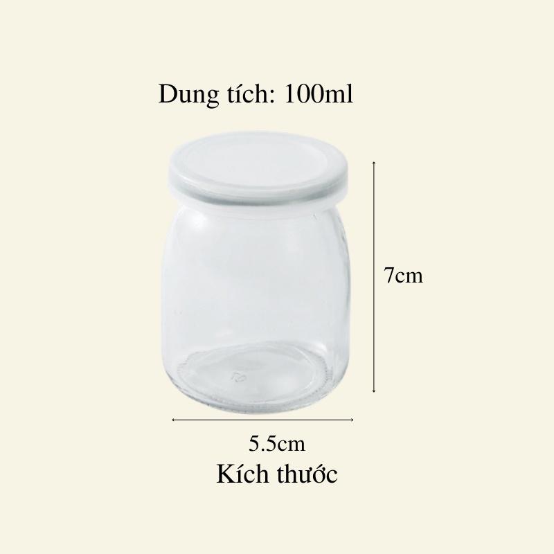 Hũ thủy tinh đựng sữa chua có nắp 100ml tiện lợi