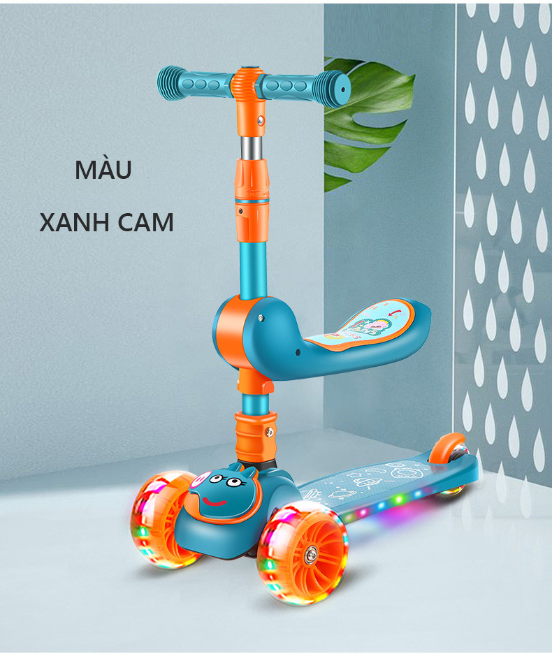 Xe Trượt Scooter cho bé yêu có ghế ngồi,bánh xe phát sáng phát nhạc-hàng chính hãng