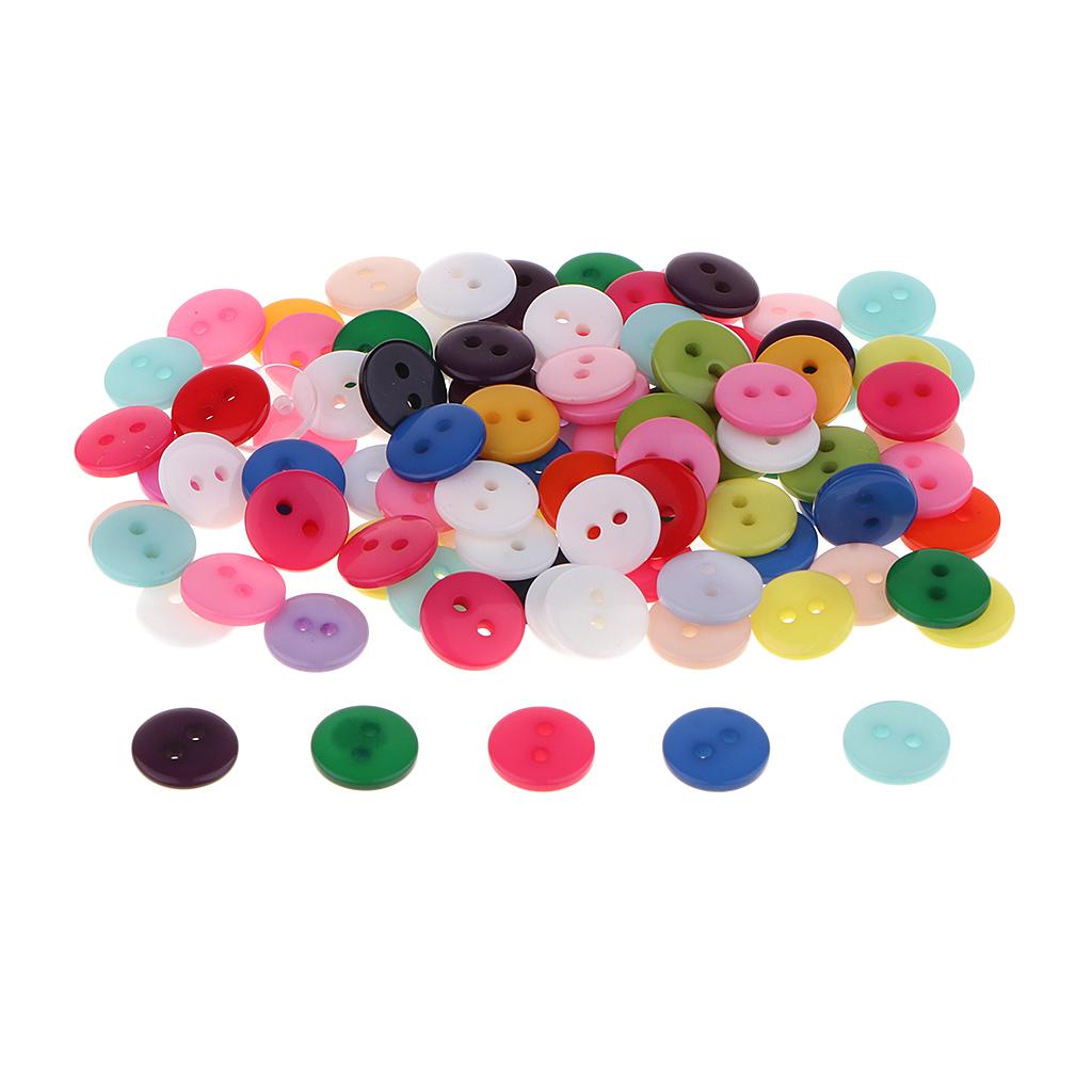 100 Pcs Assorted 2 Lỗ Tròn Nhựa Nút