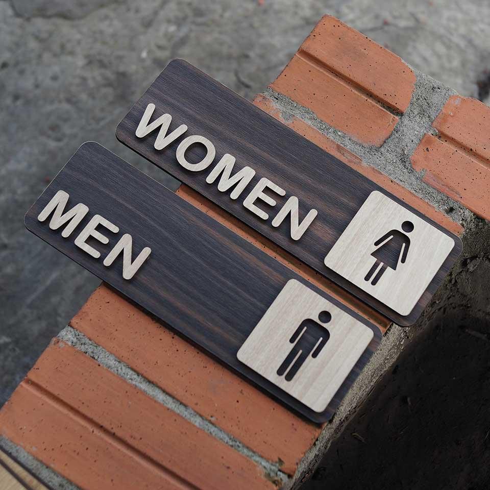 Bảng Gỗ Toilet (Men – Women) cao cấp decor quán LEVU TL18