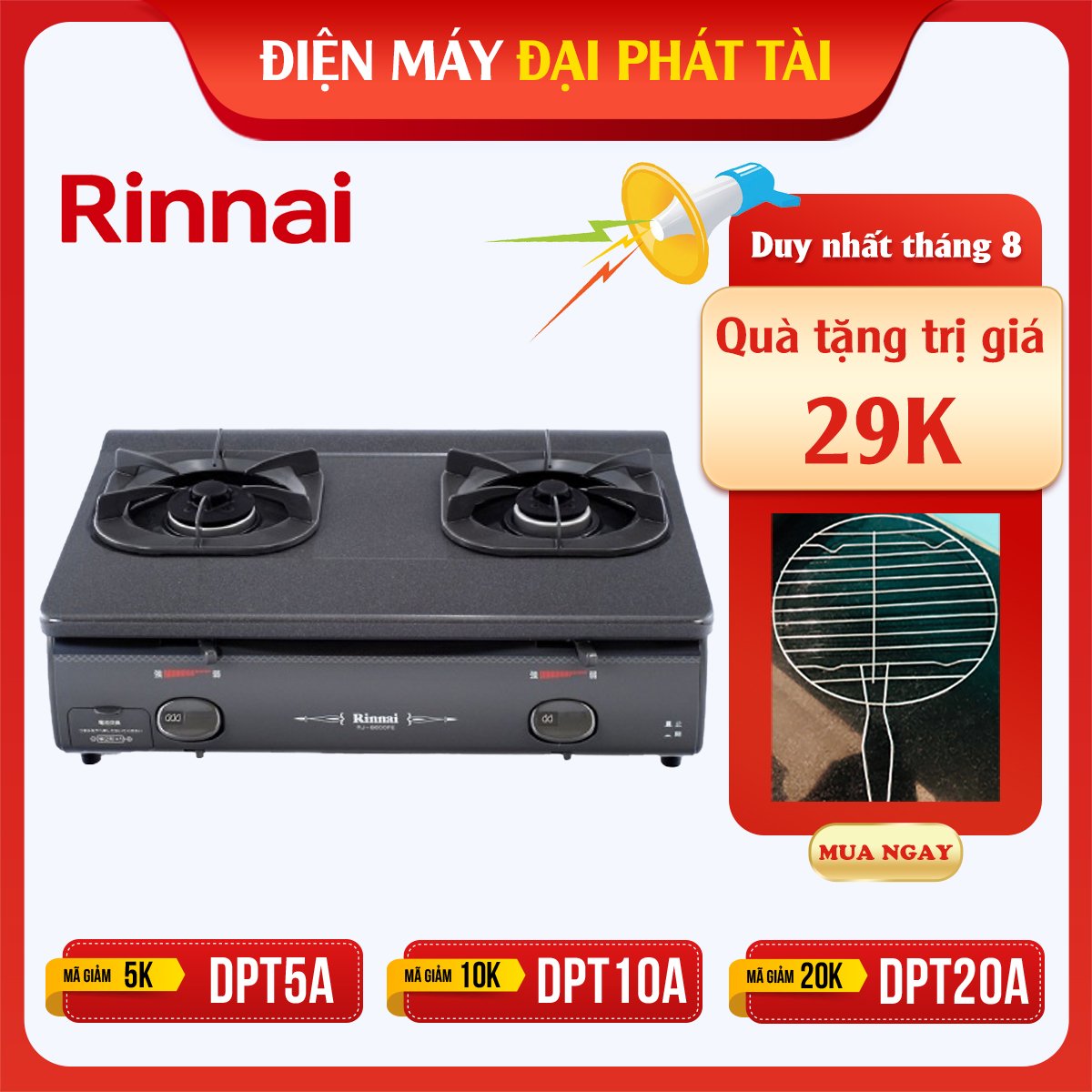 Bếp gas Japan Rinnai RJ-8600FE- Hàng chính hãng