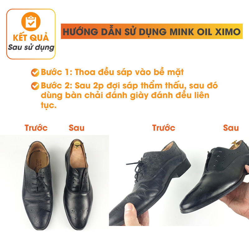 Hình ảnh Mink oil mỡ chồn XIMO chuyên bảo dưỡng chăm sóc đồ da, làm mới, phục hồi giày da, túi xách, áo da, ví da, ghế sofa XI01