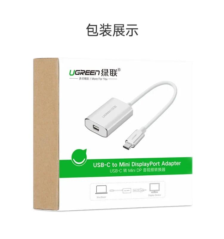 Ugreen UG40867CM115TK 15CM màu Bạc Bộ chuyển đổi TYPE C sang MINI DISPLAYPORT vỏ bọc nhôm - HÀNG CHÍNH HÃNG