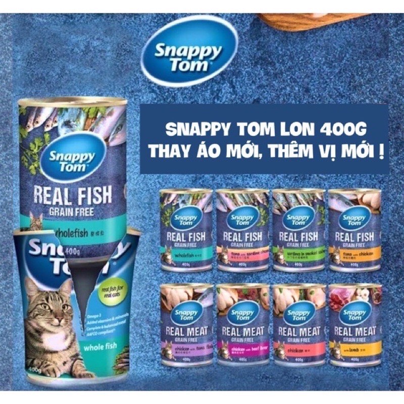 Pate Snappy Tom Real Fish - Pate Cho Mèo Mọi Lứa Tuổi Lon 400g