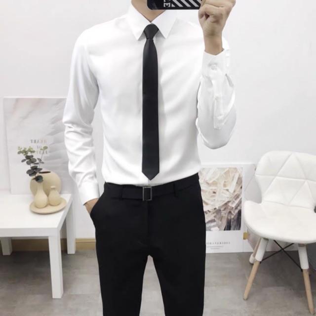 Cà Vạt nam màu đen bản nhỏ phong cách Hàn Quốc nhỏ gọn tiện lợi