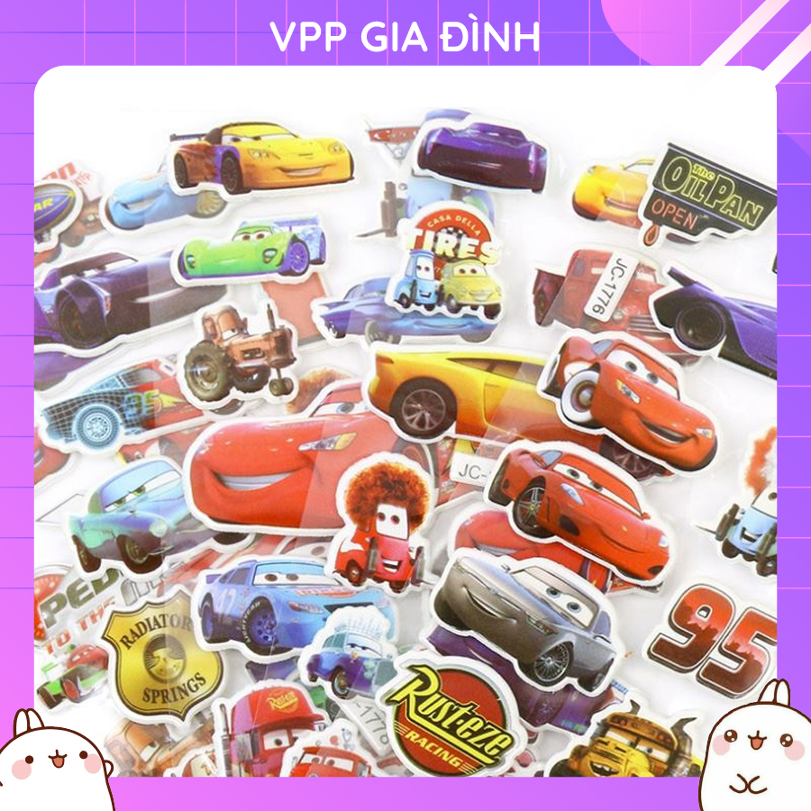 Nhãn Dán Sticker Trang Trí Hoạt Hình Thế Giới Xe Cars (Giao Ngẫu Nhiên)