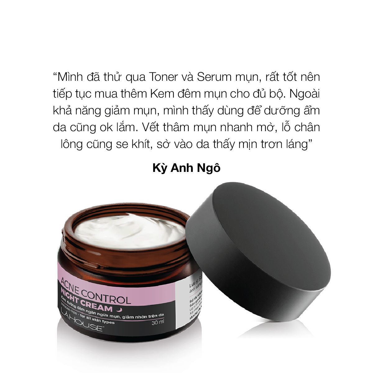 Kem dưỡng đêm dành cho da mụn, giảm thâm mụn, mờ sẹo, sáng da Lá House Acne Control Night Cream 10ml/30ml