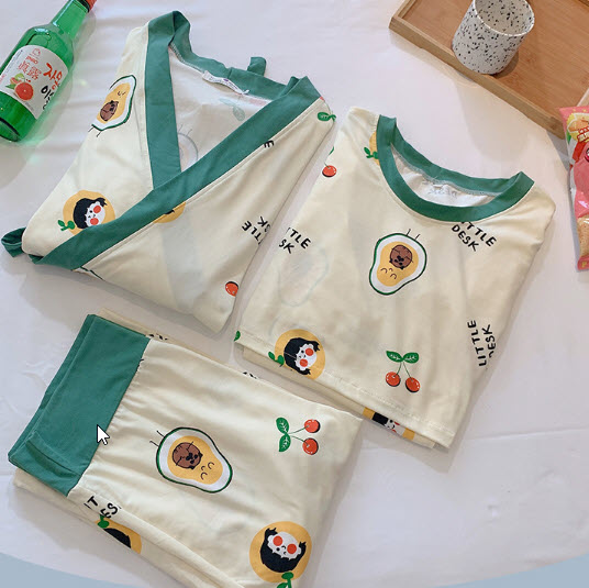 Bộ Bầu Dài Tay Sau Sinh cho con bú Đồ bộ ngủ Kimono bầu đẹp mặc nhà (SET 3) - Quần áo thời trang cho mẹ giá rẻ Bigsize