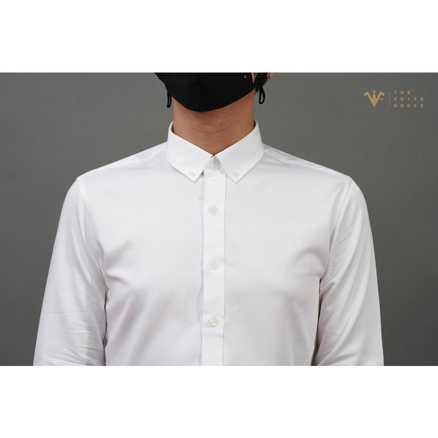 Áo sơ mi trắng cài khuy cổ The Suits House SM00005