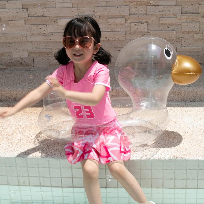 Vòng bơi hình con vịt rõ ràng Vòng bơm hơi Vòng tròn Phao cho trẻ em Nệm bơm hơi cho trẻ em Thể thao dưới nước
