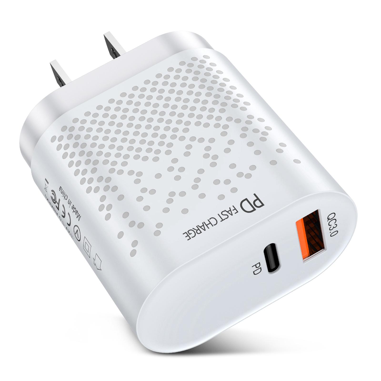 QC 3.0 USB C PD Ports Wall Charger Adapter US Plug Fast Charging, Universal Compatibility