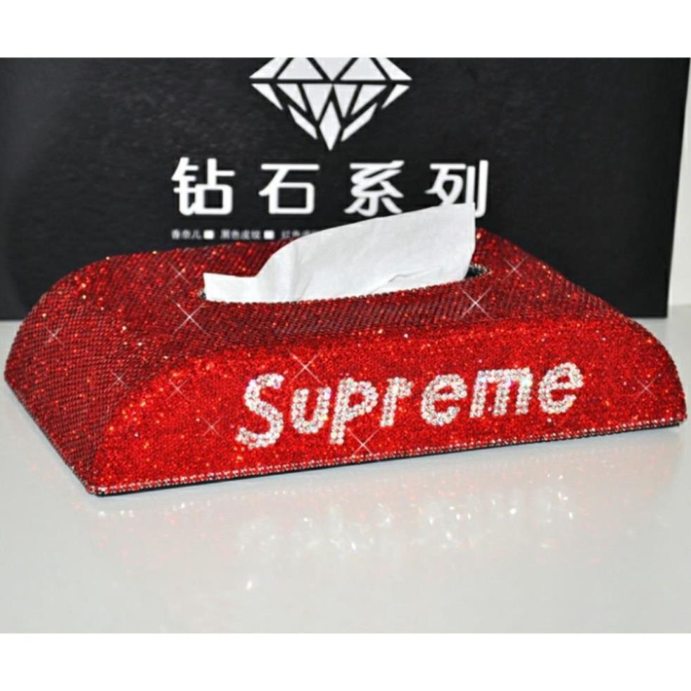 Hộp đựng khăn giấy full đá có logo SUPREME nhiều màu