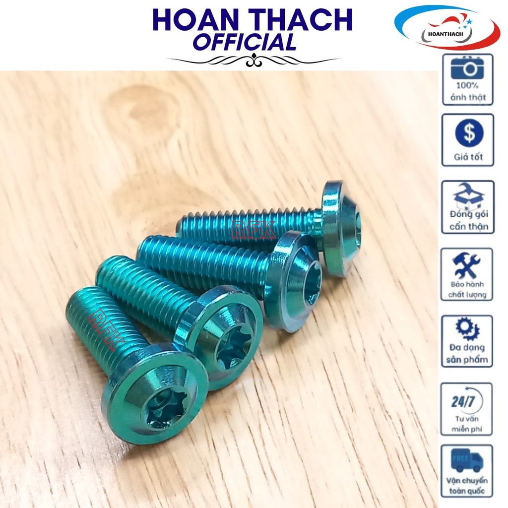 Ốc Gr5 8L25 Đầu Dù Mỏng Xanh Lục Bảo Dùng cho nhiều dòng xe SP012454 (giá 1 con)