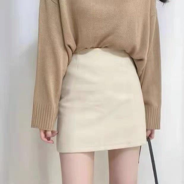 Chân váy dạ cạp cao chữ A, váy dạ dáng ngắn, chân váy kèm lót trong_v34