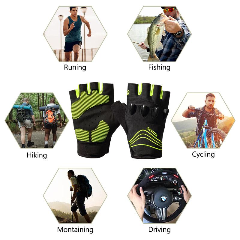Găng tay đèn LED Đàn ông đi bộ đi xe đạp đi xe đạp ngoài trời Thể thao chống trượt màn hình cảm ứng nhẹ nhàng Color: Green Size: XXL