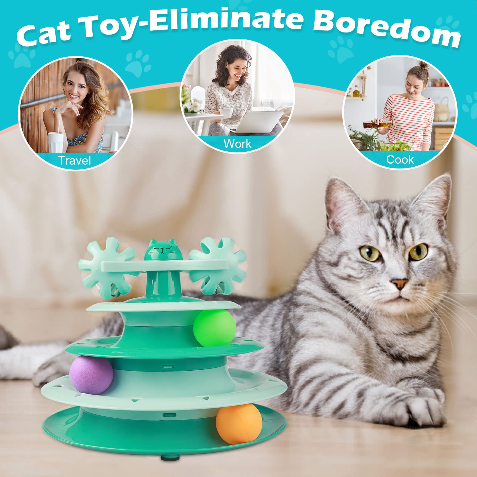 Đồ Chơi Tháp Bóng 3 Tầng Cho Mèo - YonaPetshop