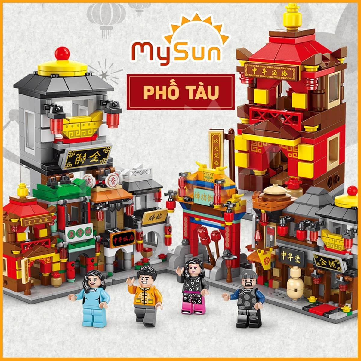 Bộ đồ chơi lắp ghép ráp xếp mô hình city thành phố Trung Hoa cho bé trai gái phát triển trí tuệ thông minh MySun
