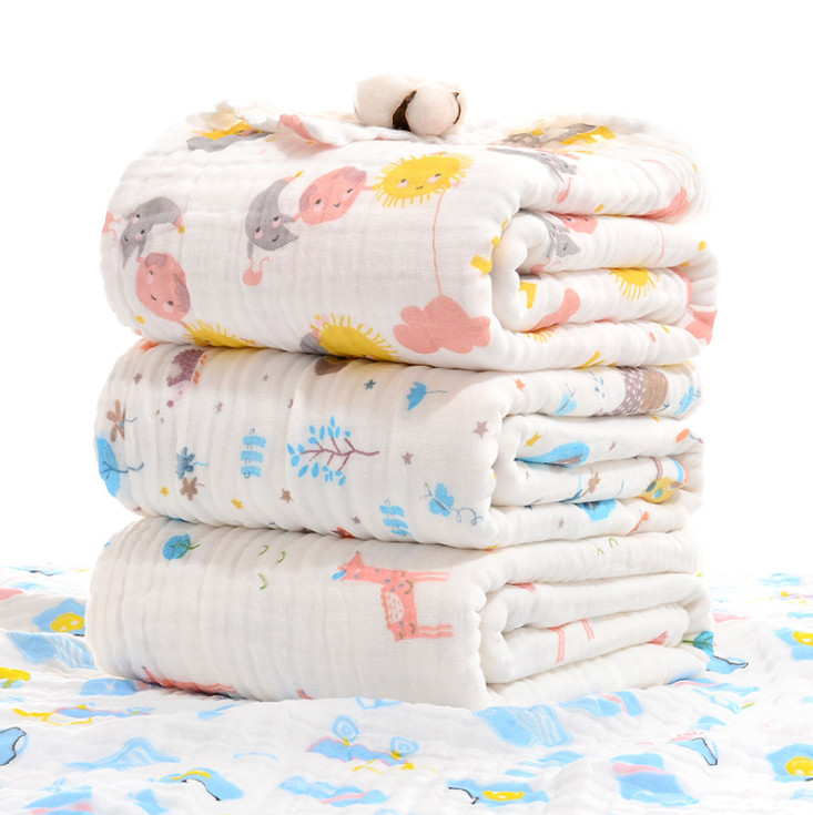 Set 2 Khăn Tắm Cotton BONNY 4 Lớp Mềm Mịn Thấm Hút Tốt Không Xù Lông (Giao Họa Tiết Ngẫu Nhiên)