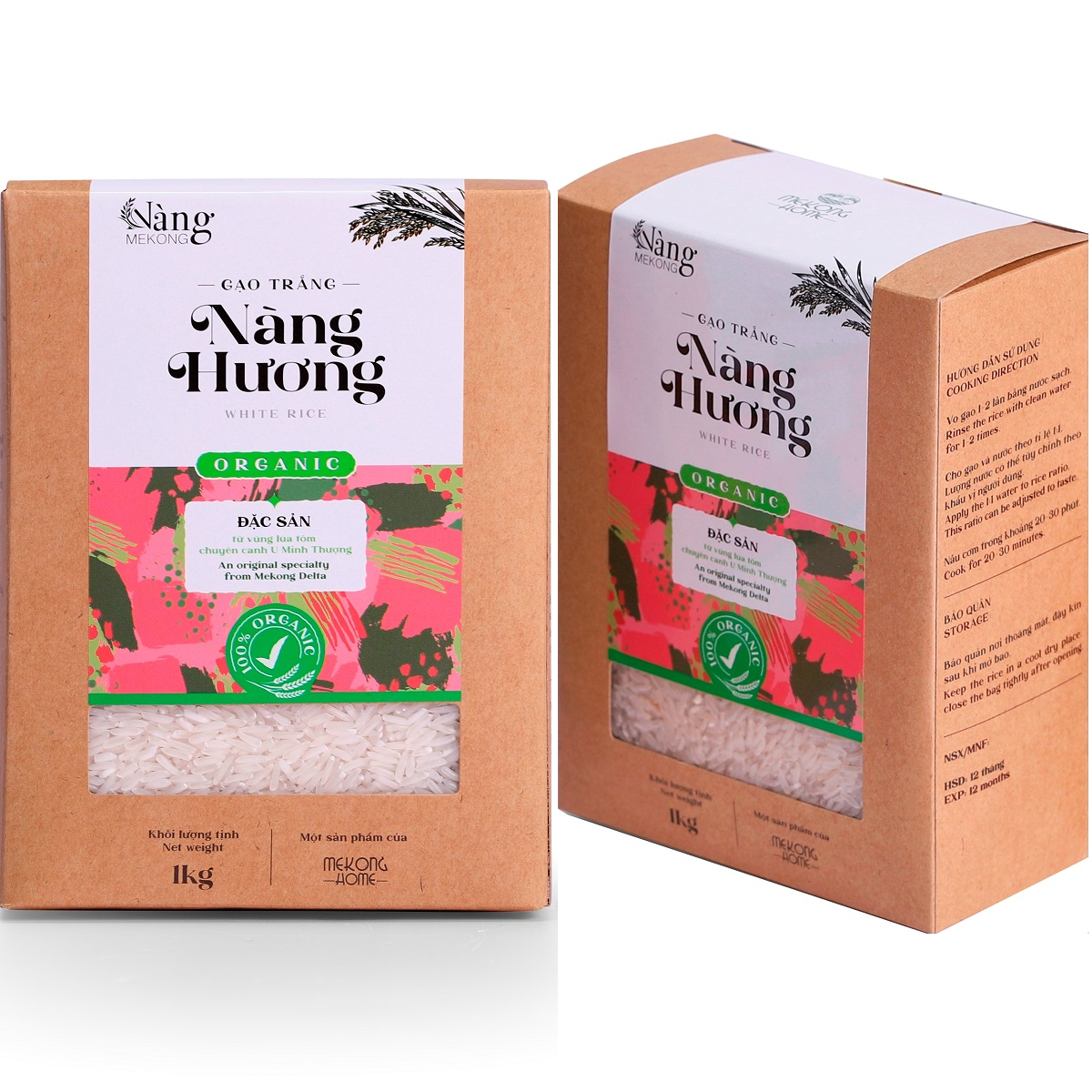 COMBO 2kg - Gạo Hữu Cơ Trắng Nàng Hương - Nàng MEKONG - 100% Organic