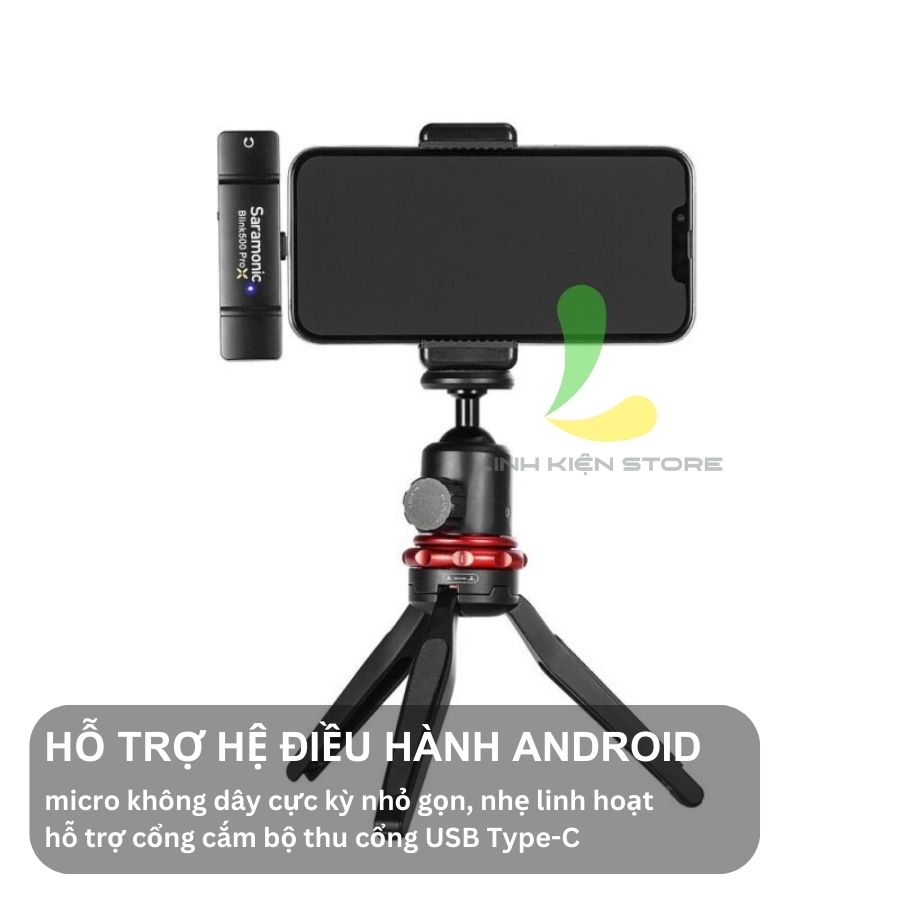 Micro thu âm không dây Saramonic Blink500 ProX B5 - Thiết bị ghi âm dành cho một người công Nghệ 2.4GHz cổng cắm Type-C - Hàng chính hãng