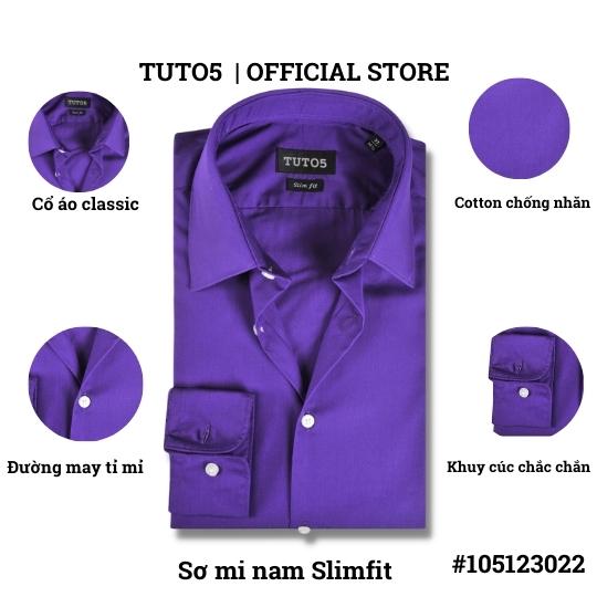 Áo sơ mi công sở trung niên nam TUTO5 Menswear dài tay trơn Slim Fit Pain Blue Violet Shirt cotton chống nhăn cao cấp phong cách trẻ trung, nam tính tím violet 105123022