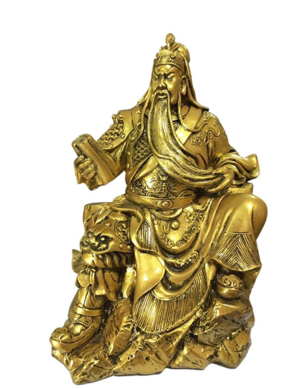 Tượng Quan công cầm sách size lớn CTQ2 22.2 x 17 x 28.7cm mạ vàng hoặc màu xanh lựa chọn