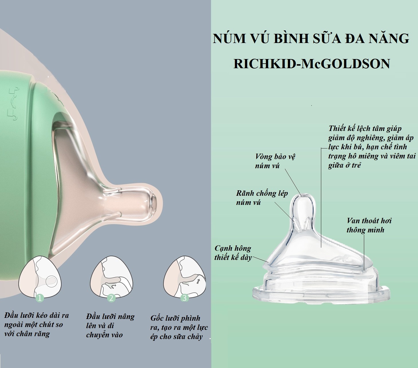Núm vú bình sữa đa năng RICHKID-McGOLDSON size L