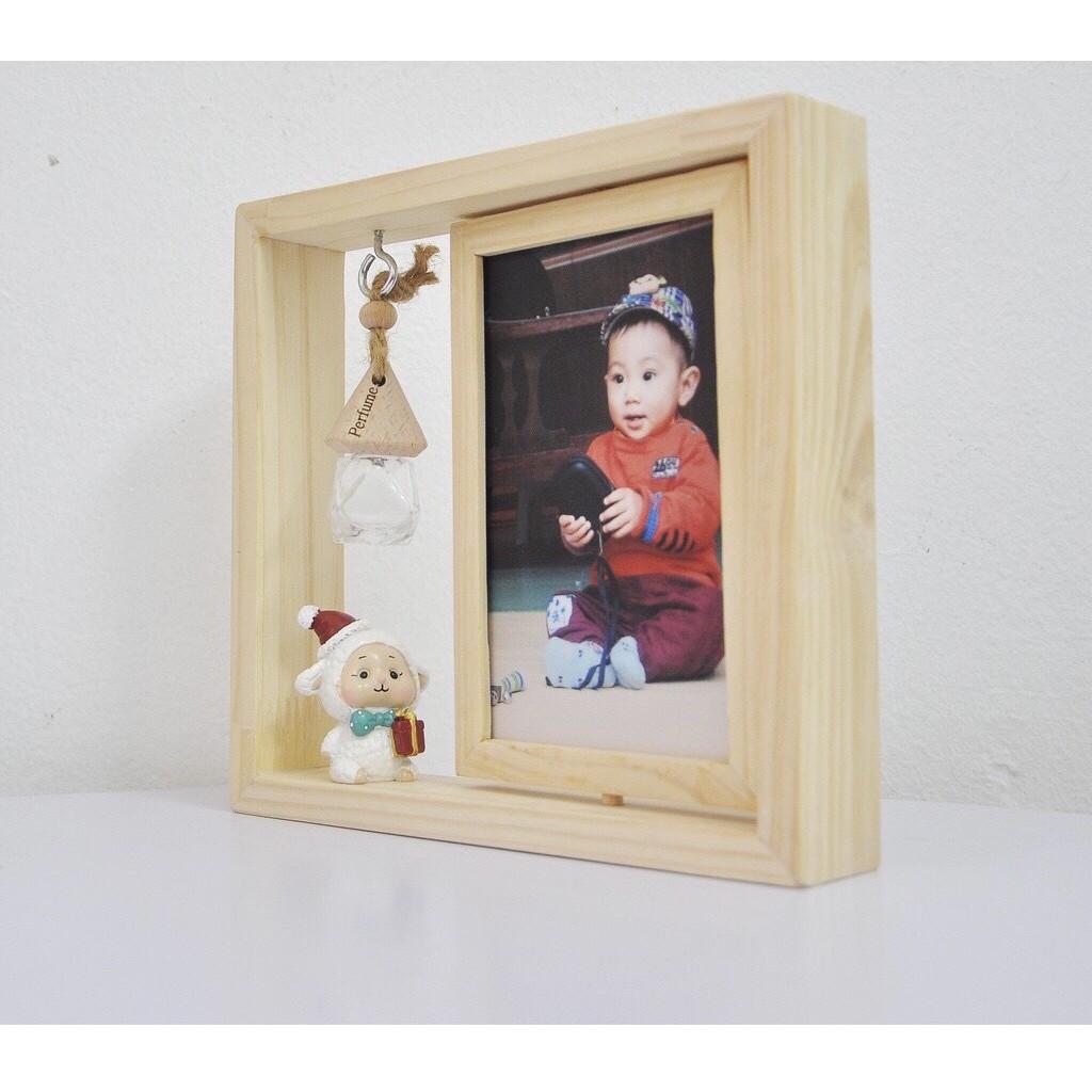 Khung ảnh xoay được 2 mặt để bàn, khung ảnh gỗ độc đáo