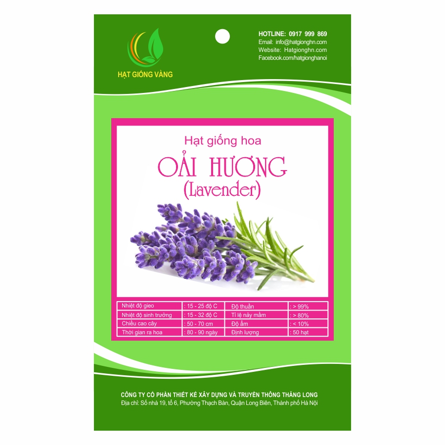 Hạt giống hoa Oải hương (Lavender) Golden Seeds 50 Hạt