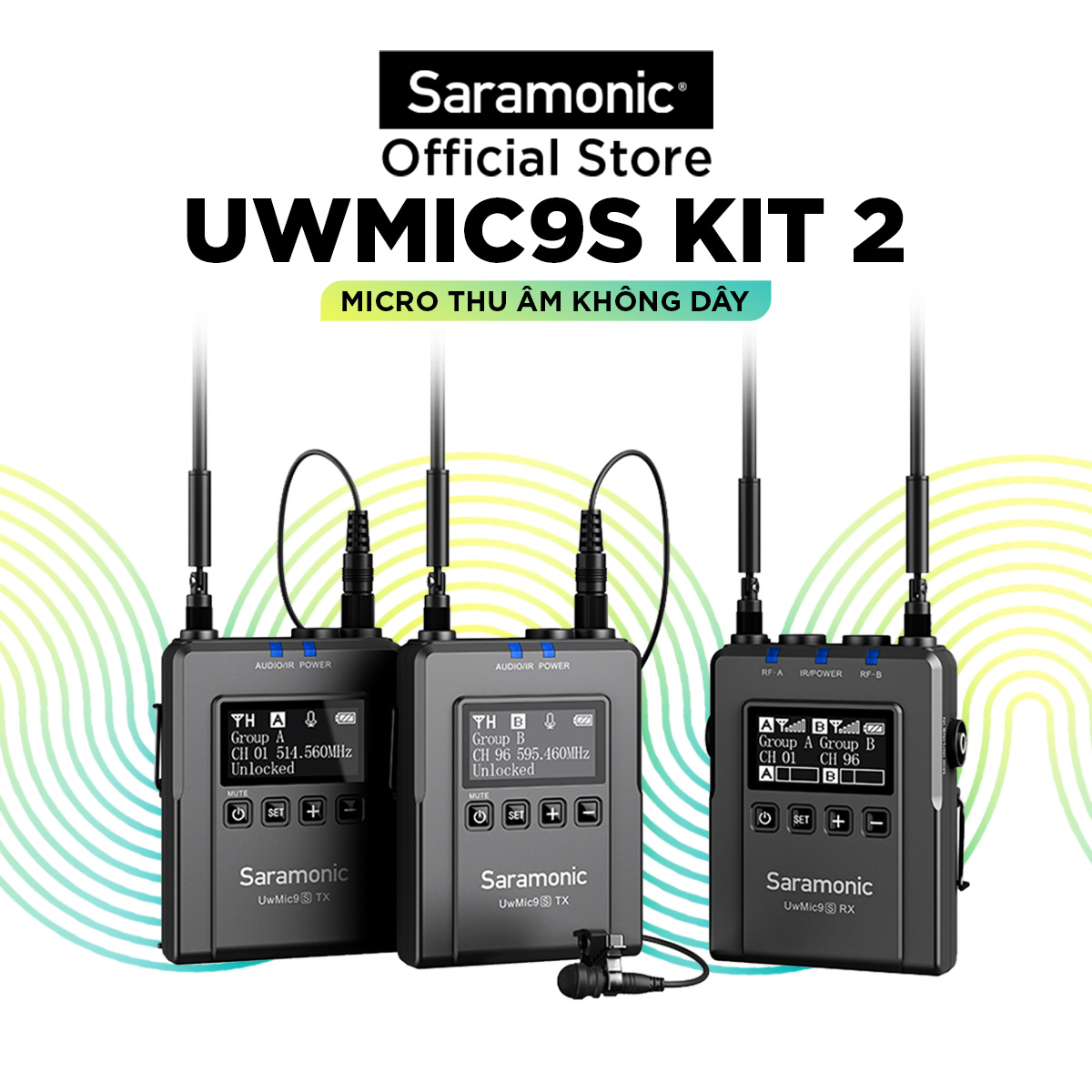 Bộ Micro Thu Âm Không Dây Saramonic UwMic9S Kit2 - Xử Lý Âm Thanh Phát Sóng Chuyên Nghiệp - Quay Video/ Phỏng Vấn - Hàng Chính Hãng