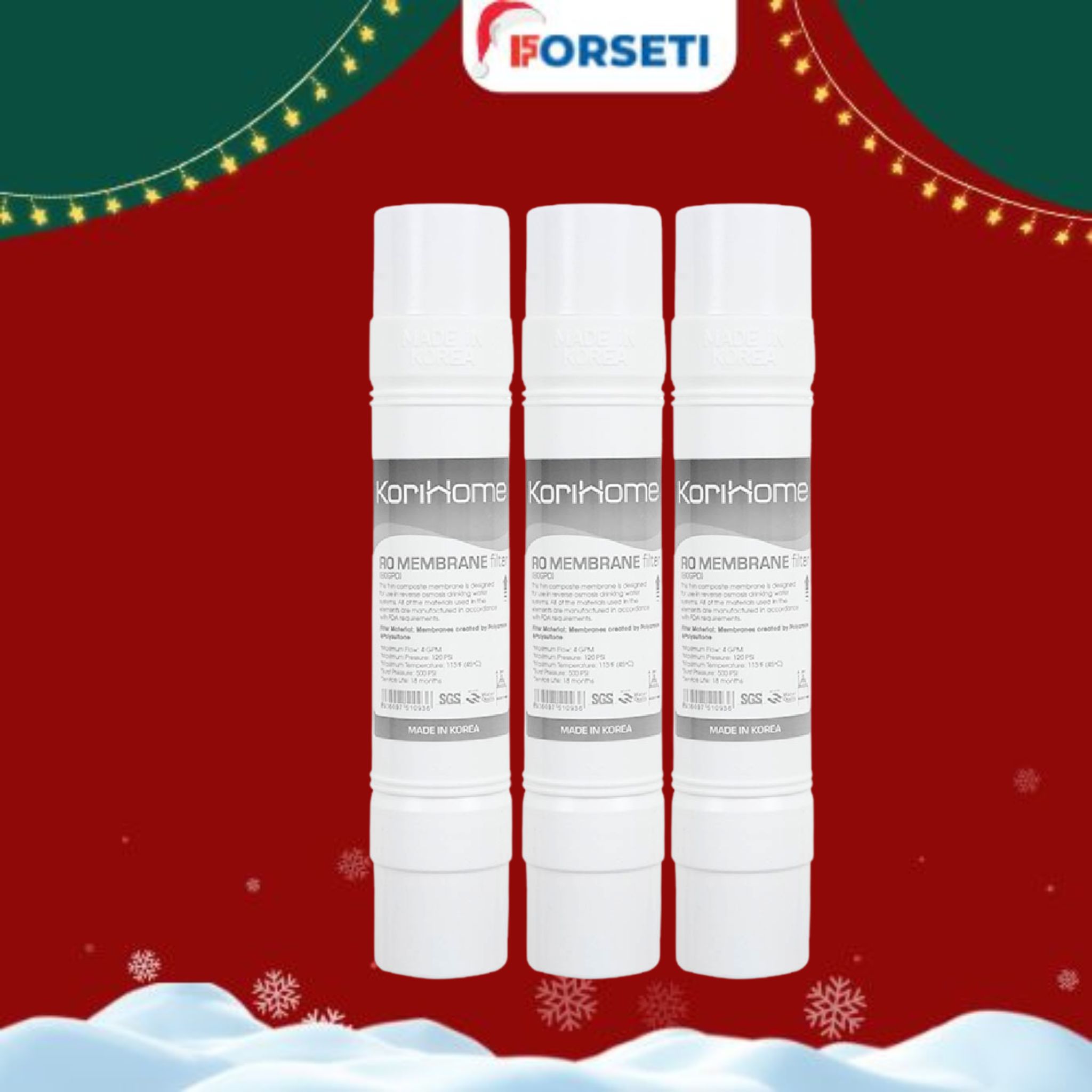 Combo 3 Màng RO Korihome Membrane 80GPD nhập khẩu Hàn Quốc công suất 15l/h dùng cho tất cả các máy Korihome - Hàng chính hãng