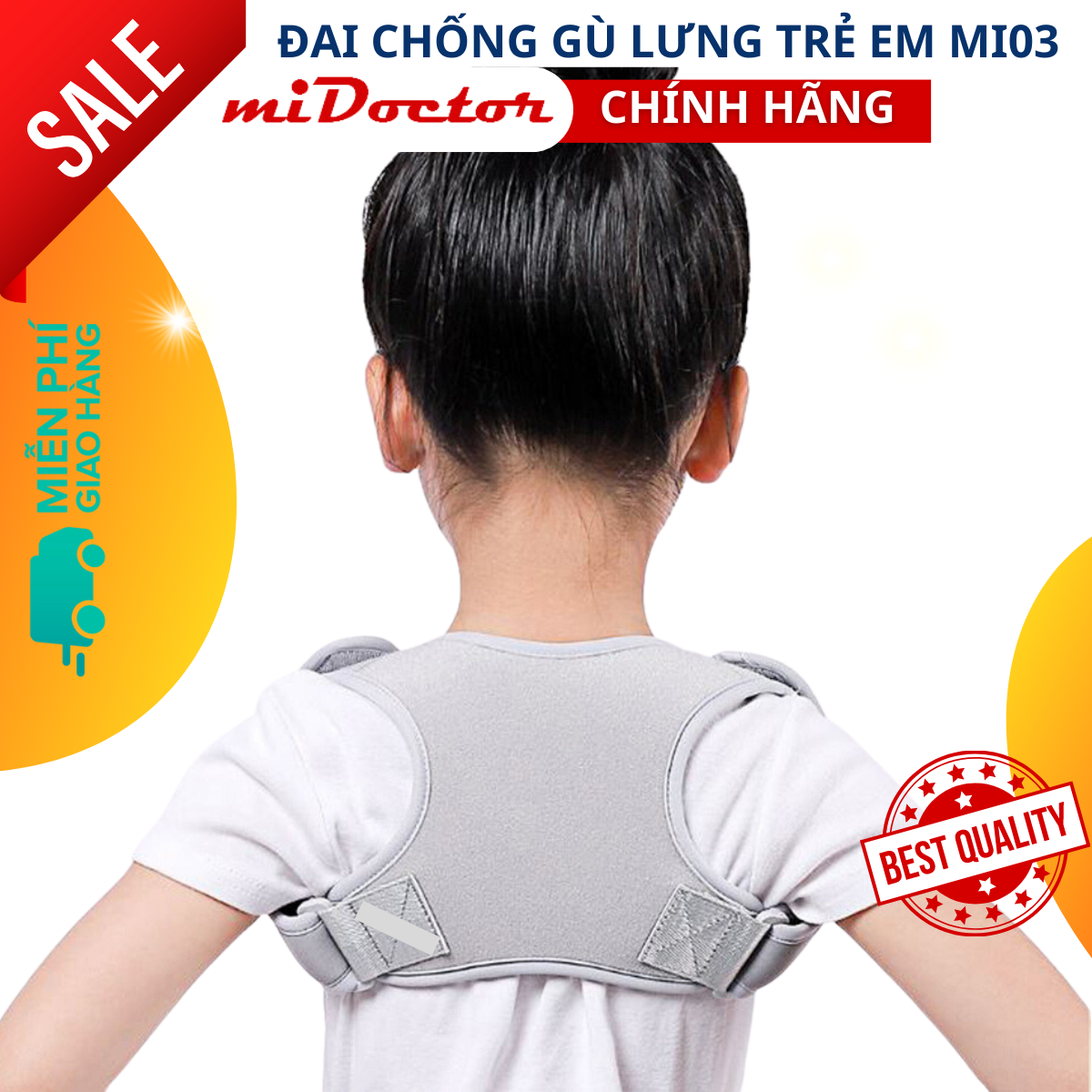 Đai Chống Gù Lưng Cho Trẻ Em Cao Cấp Chính Hãng miDoctor – Đai Lưng Chống Gù Trẻ Em (Từ 5 – 13 Tuổi) - mi03TR