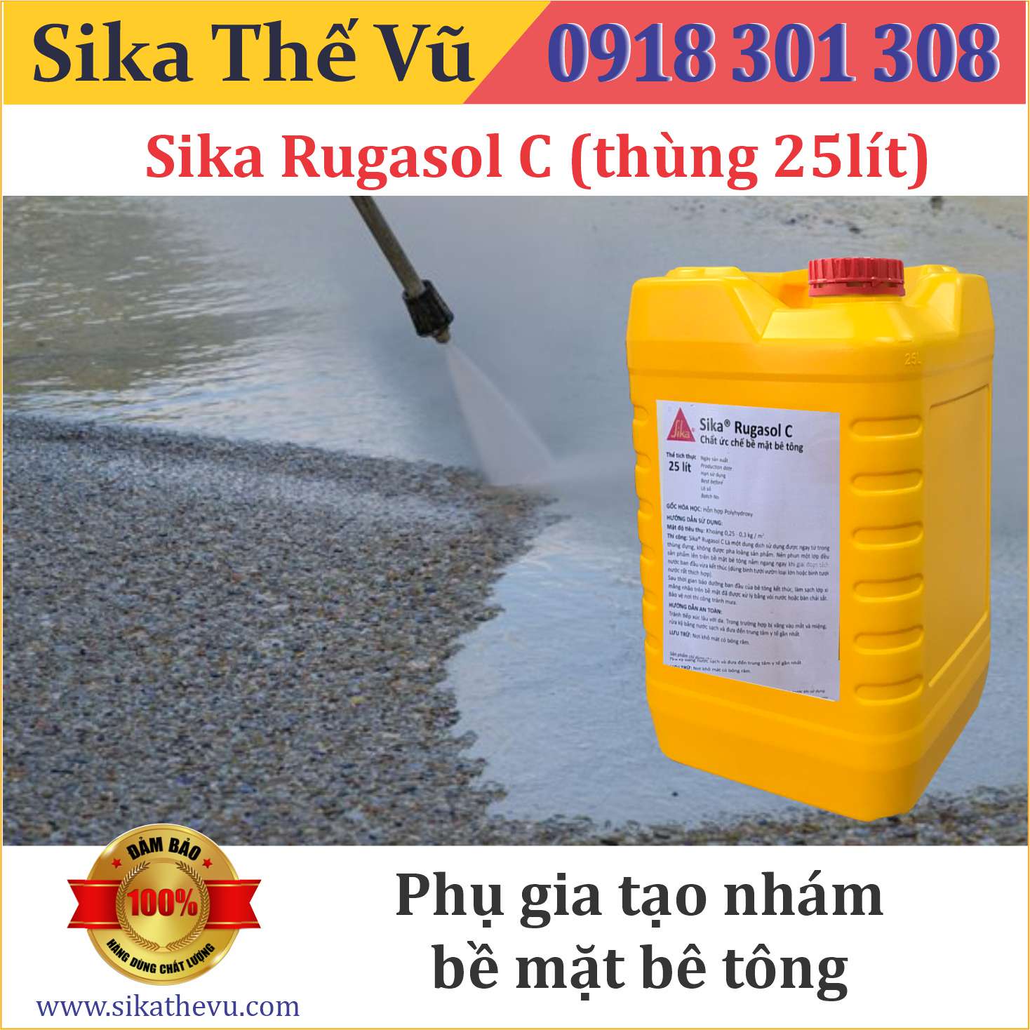 Phụ gia tạo nhám bề mặt bê tông - Sika Rugasol C (thùng 25lít)