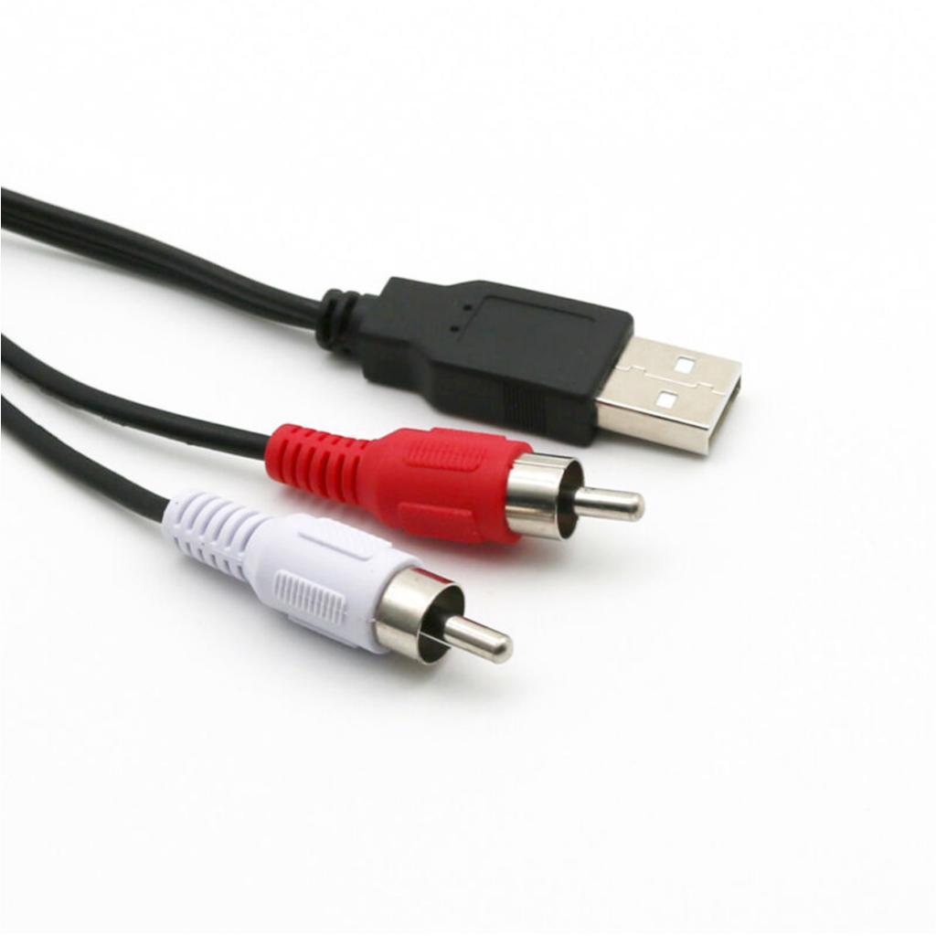 2X USB A Male Plug To 2 RCA Female AV Cable Aux Adapter TV Television Cord 1.5m