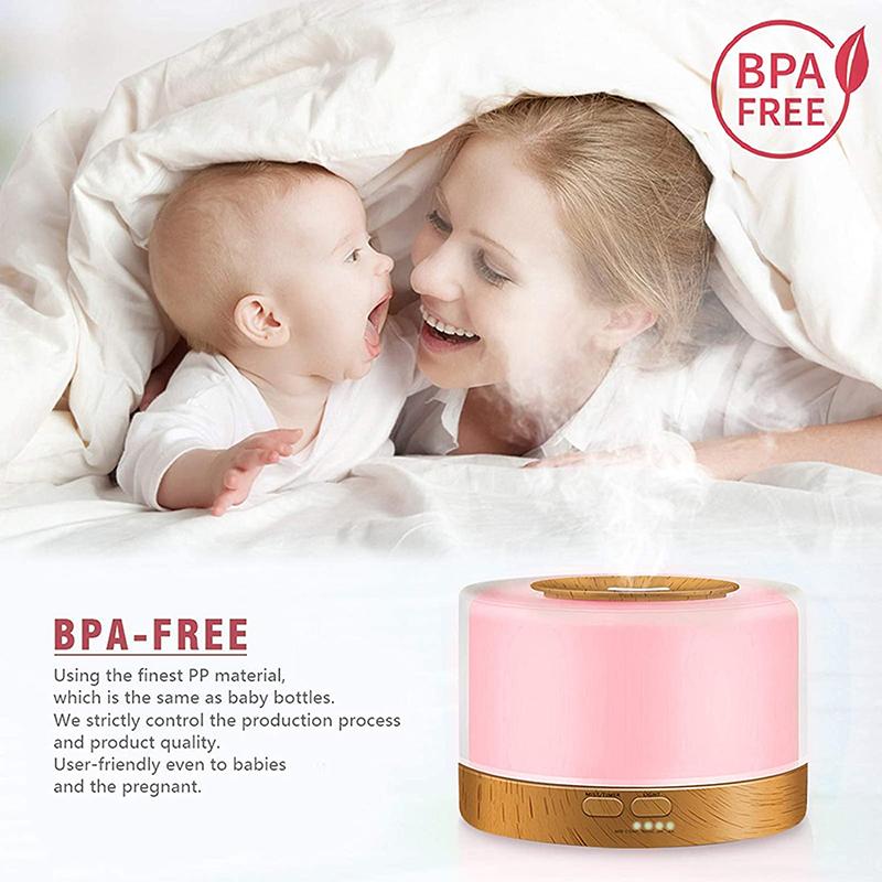 500ML Máy Tạo Độ Ẩm Không Khí Nồi Cơm Điện Từ Hương Thơm Khuếch Tán Tinh Dầu Phun Sương Vân Gỗ Xông Tinh Dầu Có Remote Điều Khiển Từ Xa 7 Đèn LED Cho Gia Đình văn Phòng