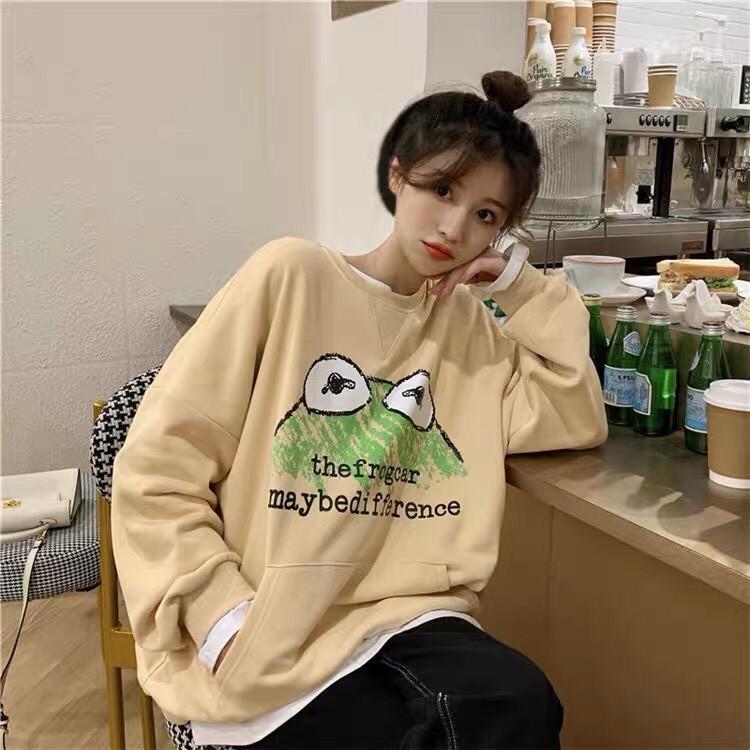 Áo sweater nỉ unisex form rộng Đầu Ếch phong cách ulzzang Thu Đông