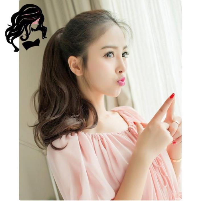 Tóc giả nữ cột đuôi CAO CẤP, tóc xoăn sóng nhẹ xu hướng thời trang 2021