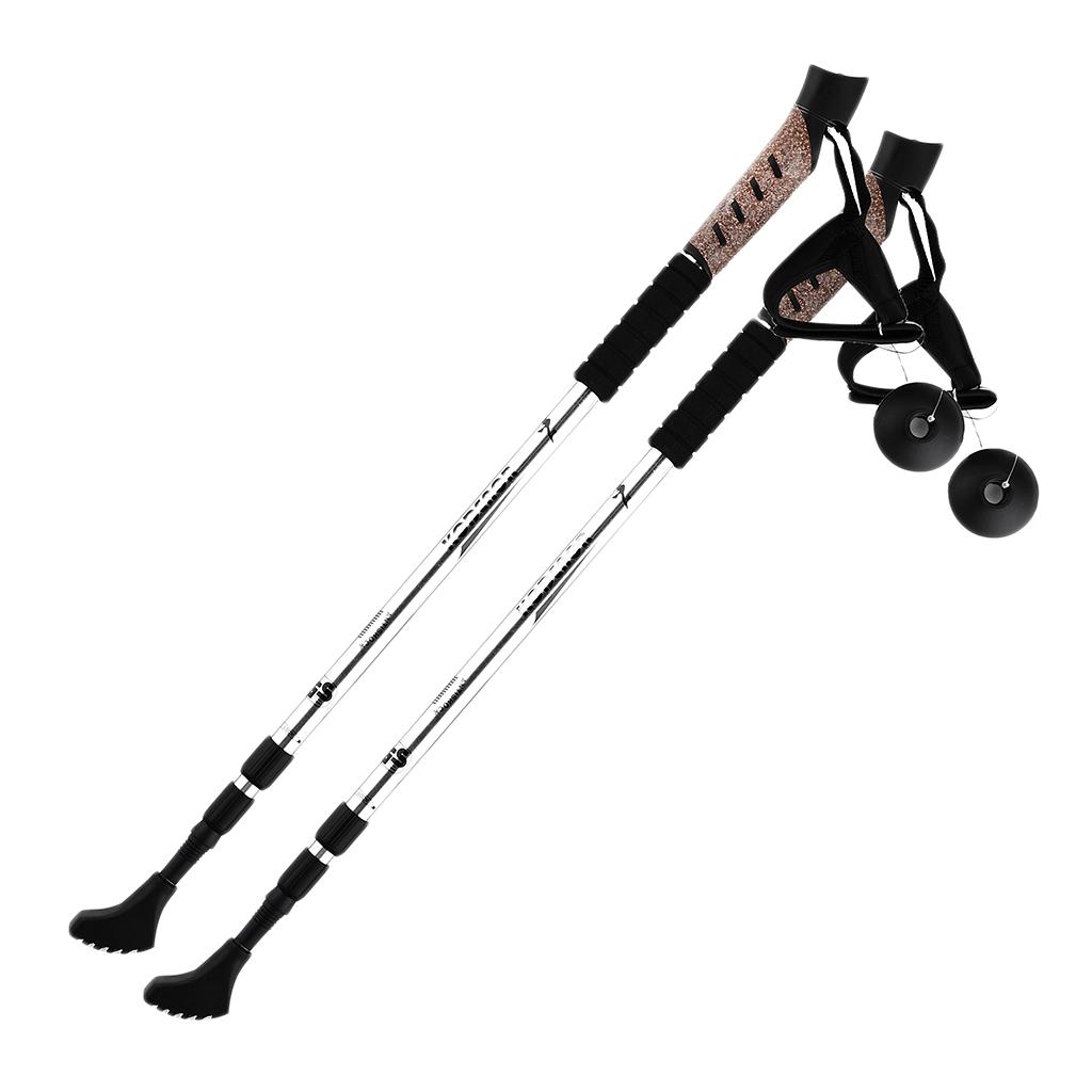 2pcs Folding Trekking Walking Hiking Sticks Poles Camping Cane Bag