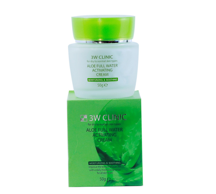 Kem dưỡng trắng da cấp nước tinh chất Lô Hội 3W CLINIC ALOE FULL WATER ACTIVATING CREAM 50ml