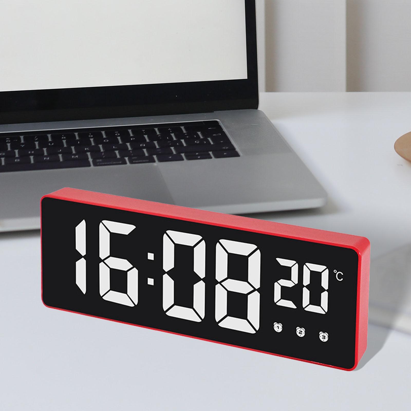 Digital Clock, LED Clock for Bedroom, Electronic Desktop Clock with Temperature Display, Adjustable Brightness, Voice Control